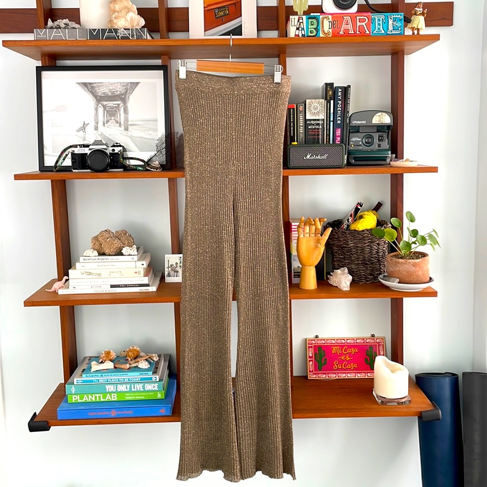 Zara gold sparkle flare pants
